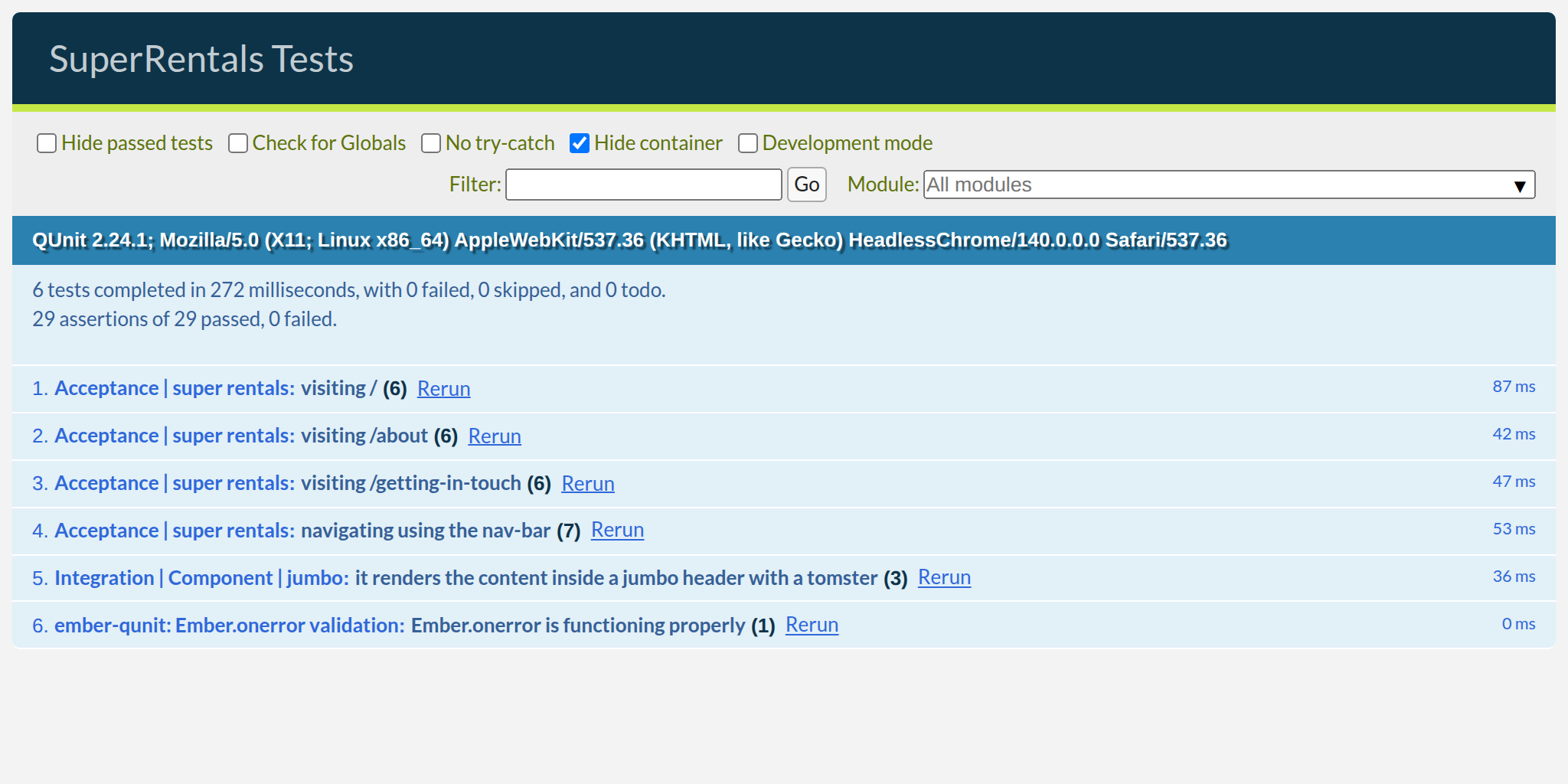 Tests still passing with {{outlet}}